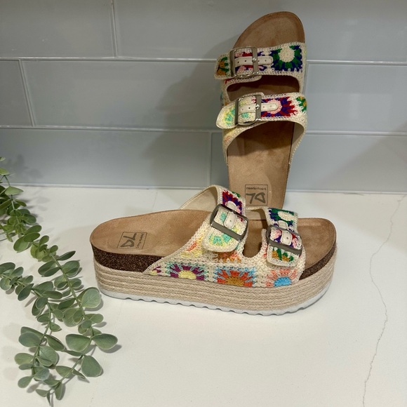 Dirty Laundry Shoes - New Dirty Laundry Plays Crochet Platform Sandal Size 8 multi-color Espadrilles